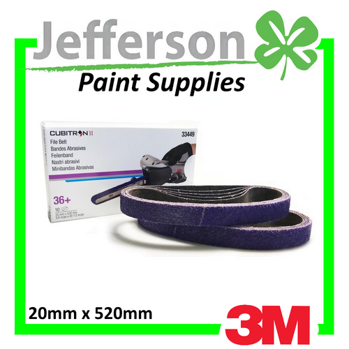 3M 36 Grit Cubitron II 20mm X 520mm File Belt (10 Pack)