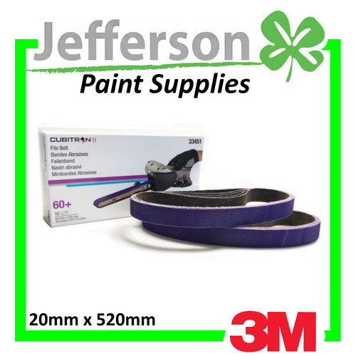 3M 60 Grit Cubitron II File Belt 20mm X 520mm (10 Pack)