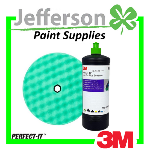 3M Perfect-It Fast Cut Plus Extreme 865ml &amp; Green 216mm Quick Release Pad