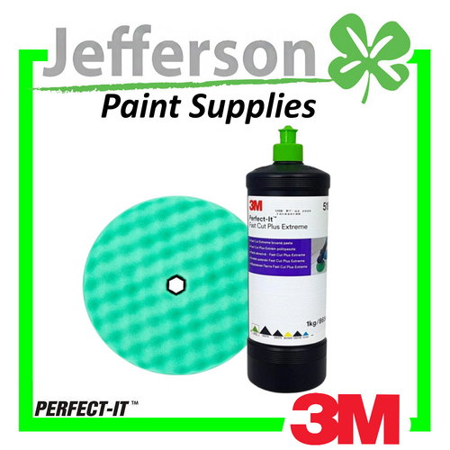 3M Perfect-It Fast Cut Plus Extreme 865ml &amp; Green 150mm Quick Release Pad