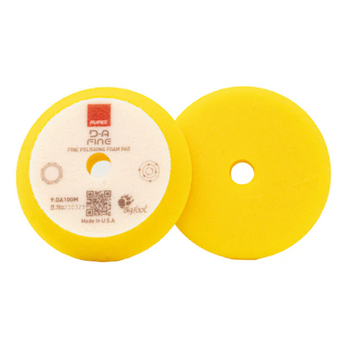 Rupes BigFoot 80mm/100mm Yellow Fine Velcro Foam Pads (2 Pack)