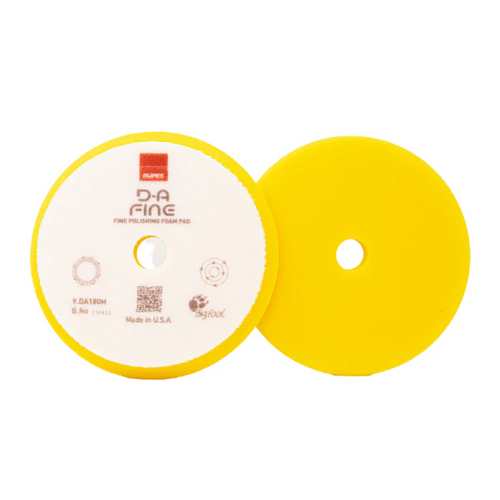 Rupes BigFoot 150mm/180mm Yellow Fine Velcro Foam Pads (2 Pack)