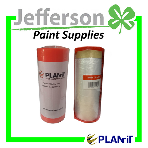 PlanIT Pre-Taped Hand Clear Masking Film with Dispenser 1.8m x 33m (2 Pack)