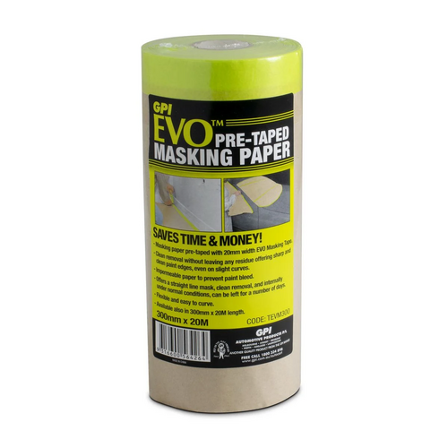 Bodyworx Evo Pre-Taped Hand Masking Paper 300mm x 20m (3 Pack)