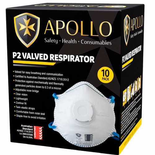 Apollo P2 Respirator Dust Mask With Valve (10 Pack)