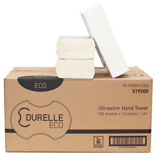 Durelle Eco Ultraslim Hand Towel 23 x 24cm (16 Pack)